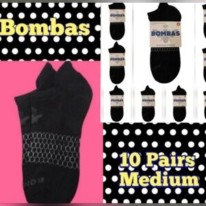 Bombas Ankle Socks Medium 10 Pair Unisex Womens & Mens Honeycomb Black/Grey BNWT